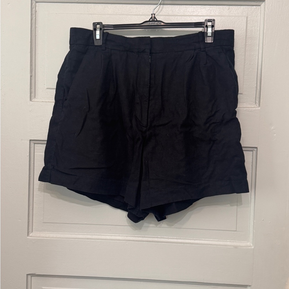 Abercrombie & Fitch Curve Love Black Linen Shorts